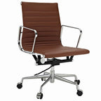 Eames EA117 Thin Pad Office Chair Replica – Dark Brown Leather | Low Back Chrome Frame