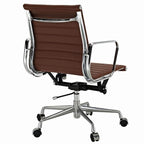 Eames EA117 Thin Pad Office Chair Replica – Dark Brown Leather | Low Back Chrome Frame