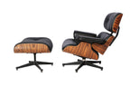 Tall Version Charles Eames Lounge Chair & Ottoman Replica – Black Italian Leather | Rose Wood Veneer | Elephant Base