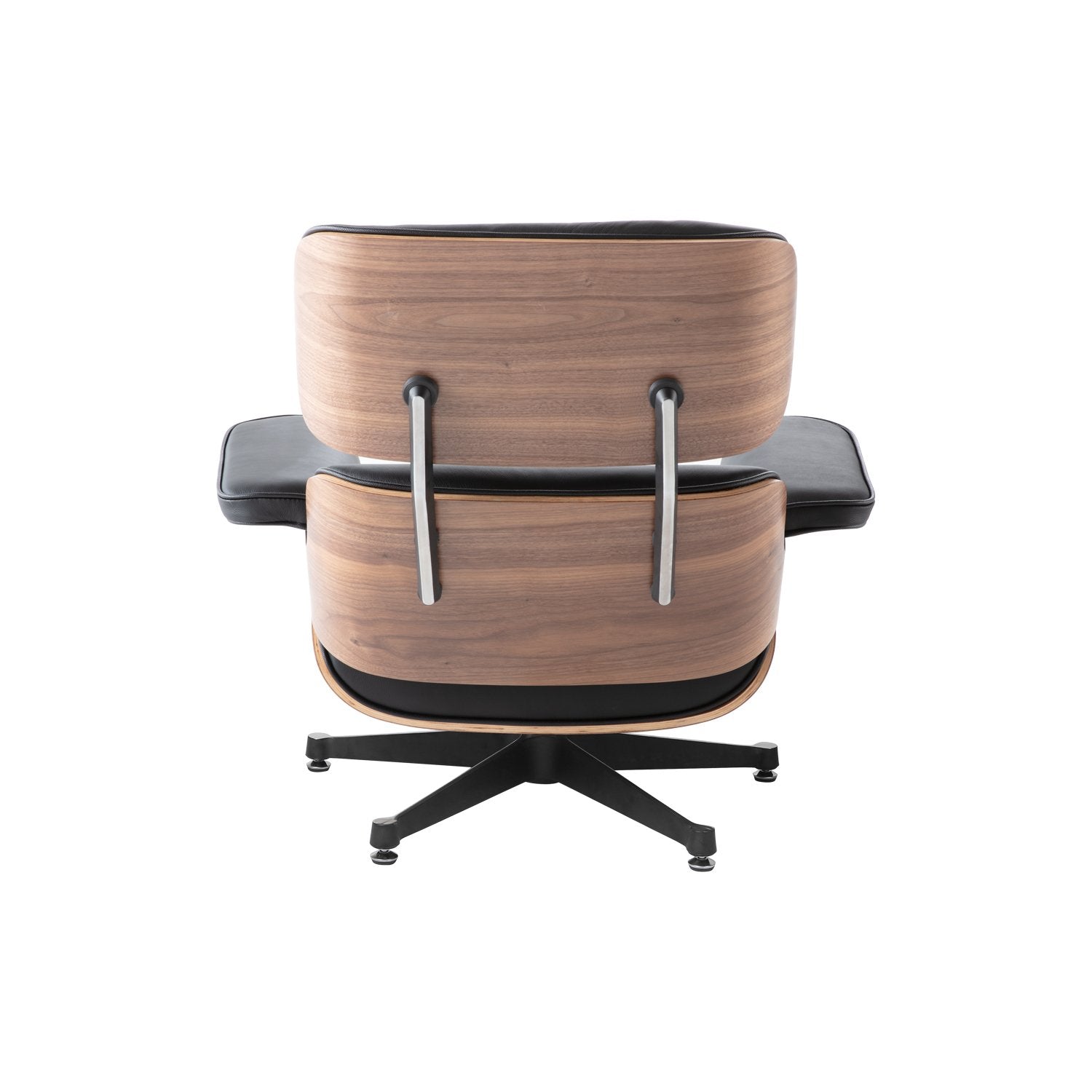 Classic Eames Style Lounge Chair & Ottoman Replica – Black Leather Walnut Wood | Black Aluminium Base