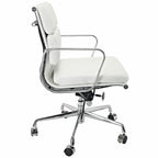 Premium EA217 Soft Pad Office Chair – White Leather | Low Back Executive Swivel Chair with Polished Aluminium Frame