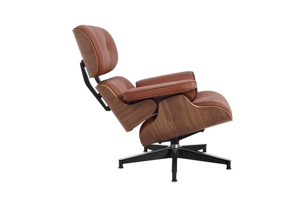 Classic Charles Eames Lounge Chair & Ottoman Replica – Tan Brown Leather & Walnut Wood | Mid-Century Modern Lounge Set