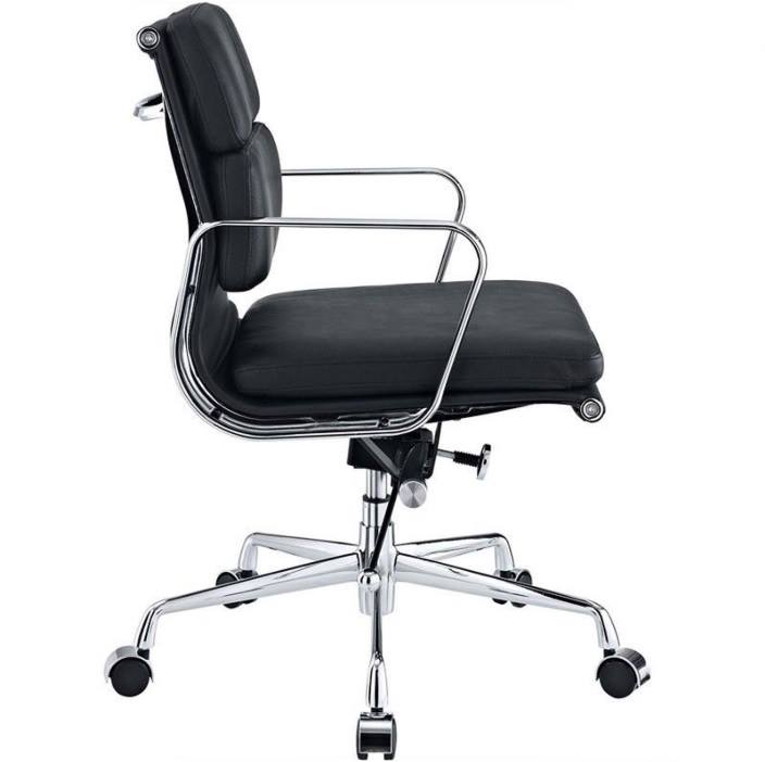 Eames EA217 Style Executive Office Chair – Black Leather Low Back Aluminium Frame