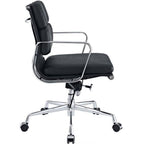 Eames EA217 Style Executive Office Chair – Black Leather Low Back Aluminium Frame