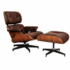 Classic Charles Eames Lounge Chair & Ottoman Replica – Chocolate Brown Italian Leather | Walnut Veneer | Aluminium Base