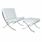 Premium Barcelona Ottoman Replica | Mid-Century Modern Ottoman White