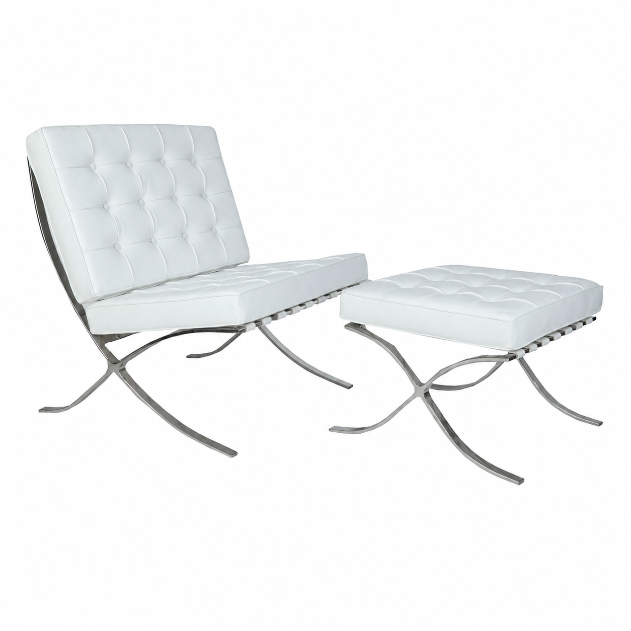 Premium Barcelona Ottoman Replica | Mid-Century Modern Ottoman White