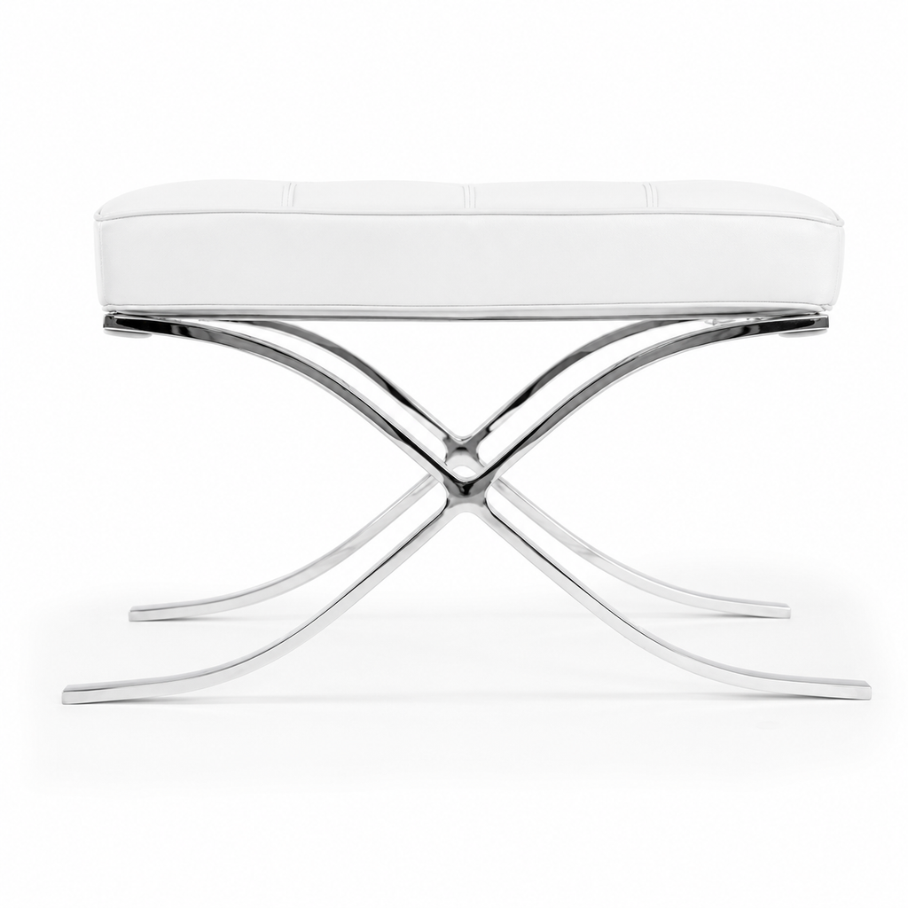 Premium Barcelona Ottoman Replica | Mid-Century Modern Ottoman White