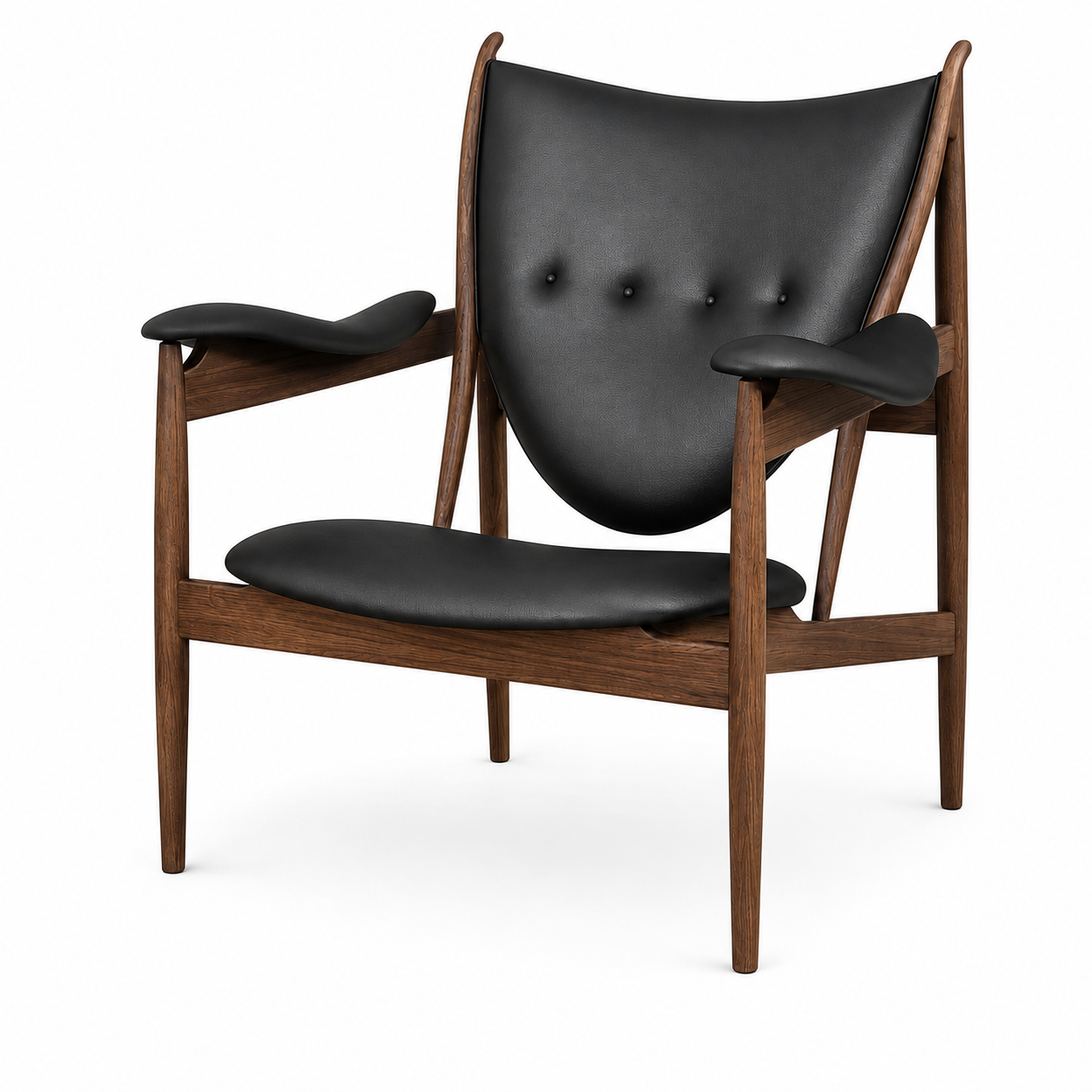 Premium Nordic Solid Wood Lounge Chair – Genuine Leather Accent Armchair | Modern Chieftain Chair