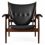 Premium Nordic Solid Wood Lounge Chair – Genuine Leather Accent Armchair | Modern Chieftain Chair