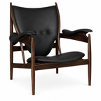Premium Nordic Solid Wood Lounge Chair – Genuine Leather Accent Armchair | Modern Chieftain Chair