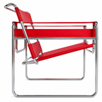 Premium Vassily Style Lounge Chair – Cherry Red Saddle Leather & Stainless Steel Frame