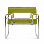 Premium Vassily Style Lounge Chair – Olive Green Saddle Leather & Stainless Steel Frame