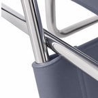 Premium Vassily Style Lounge Chair – Grey Saddle Leather & Stainless Steel Frame