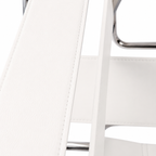 Premium Vassily Style Lounge Chair – White Saddle Leather & Stainless Steel Frame