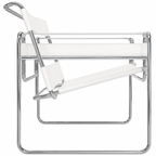 Premium Vassily Style Lounge Chair – White Saddle Leather & Stainless Steel Frame
