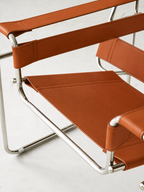 Premium Vassily Style Lounge Chair – Cognac Brown Saddle Leather & Stainless Steel Frame