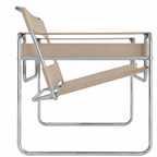 Premium Vassily Style Lounge Chair – Khaki Saddle Leather & Stainless Steel Frame