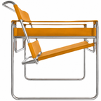 Premium Vassily Style Lounge Chair – Ginger Saddle Leather & Stainless Steel Frame | Bauhaus Armchair