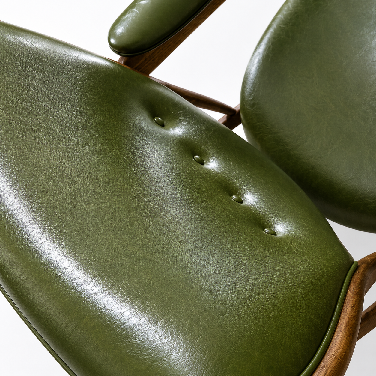 Premium Nordic Solid Wood Lounge Chair – Ash Wood & Dark Green Microfiber Leather | Modern Chieftain Armchair