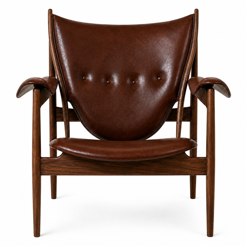 Premium Nordic Solid Wood Lounge Chair – Ash Wood & Cigar Brown Microfiber Leather | Modern Chieftain Armchair