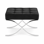 Premium Barcelona Ottoman – Black Leather Footstool | Stainless Steel Mies Style Replica