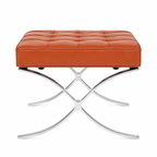 Premium Barcelona Chair and Ottoman Tan Brown Set – Mies Van Der Rohe Replica | Tan Brown Leather Lounge Chair