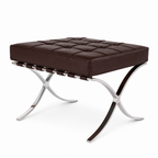 Premium Barcelona Ottoman Chocolate Brown – Mies Van Der Rohe Replica | Leather Footstool with Stainless Steel Frame