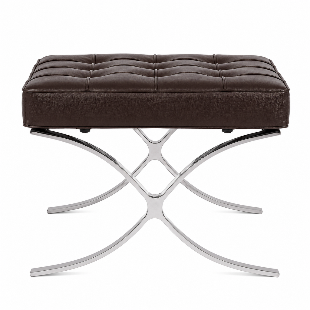 Premium Barcelona Chair and Ottoman Chocolate Brown Set – Mies Van Der Rohe Replica | Mid-Century Modern Lounge Chair