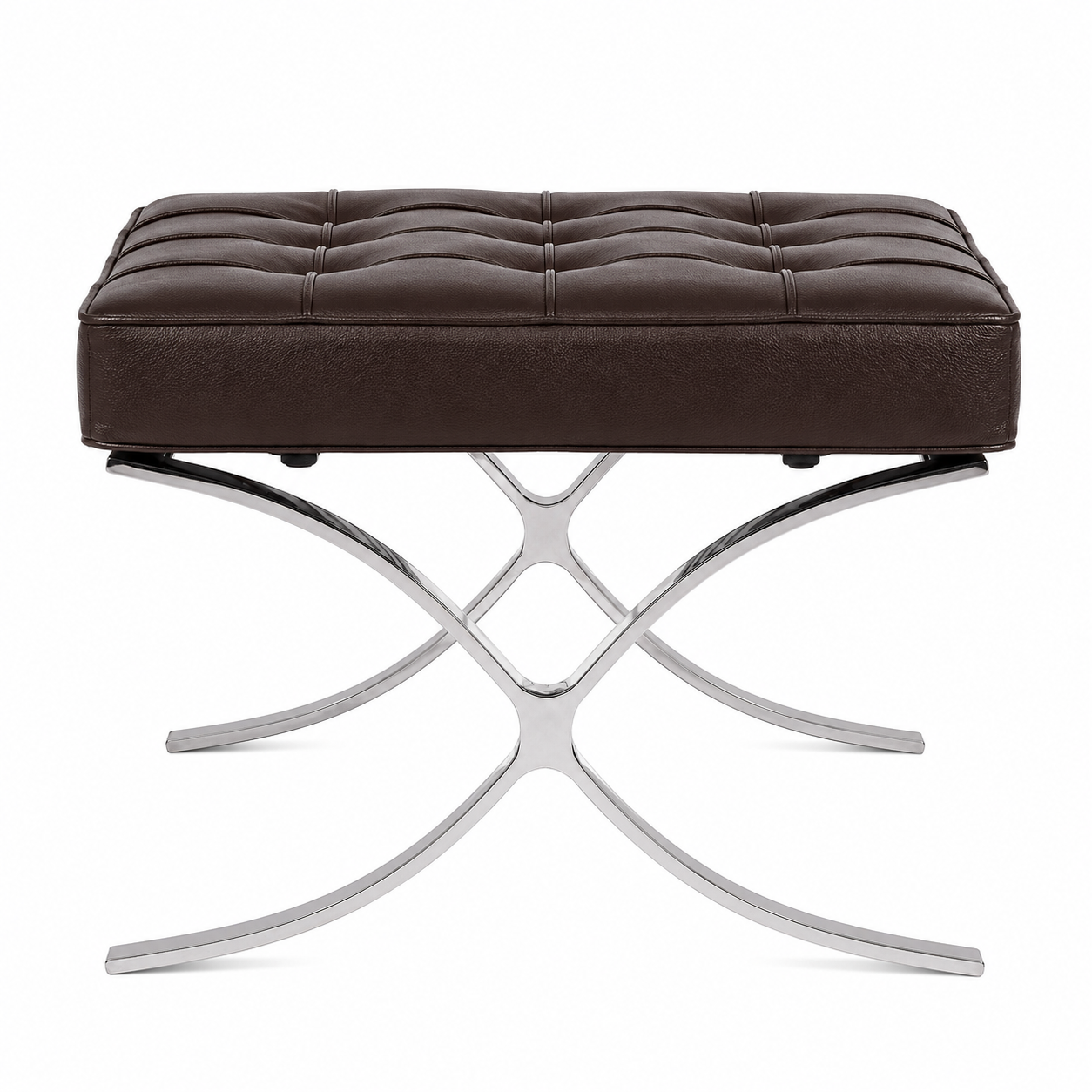 Premium Barcelona Chair and Ottoman Chocolate Brown Set – Mies Van Der Rohe Replica | Mid-Century Modern Lounge Chair