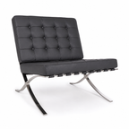Premium Barcelona Chair Dark Grey – Mies Van Der Rohe Replica | Dark Grey Leather Mid-Century Modern Lounge Chair