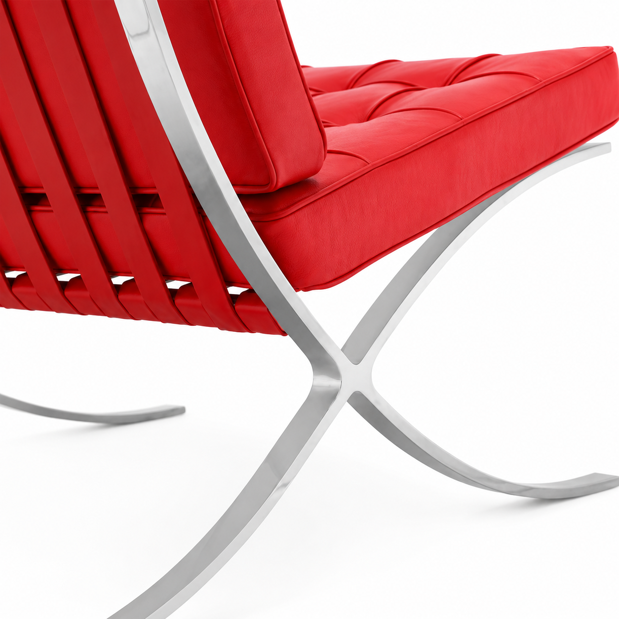 Premium Barcelona Chair and Ottoman Red Set – Mies Van Der Rohe Replica | Red Leather Lounge Chair
