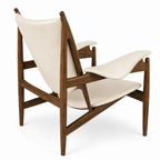 Premium Nordic Solid Wood Lounge Chair – Ash Wood & Off-White Microfiber Leather | Modern Chieftain Accent Armchair