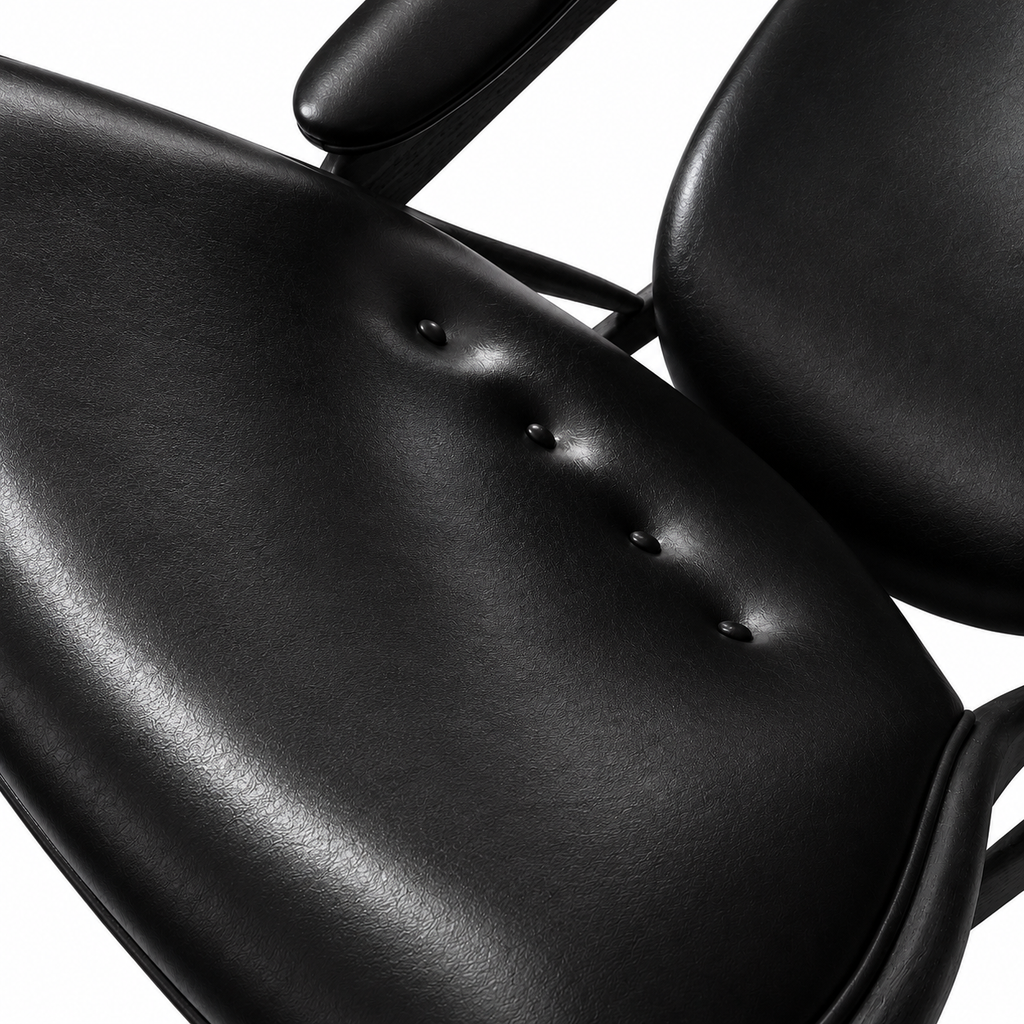 Premium Nordic Solid Wood Lounge Chair – Black Full Leather & Ash Wood | Modern Chieftain Accent Armchair