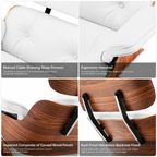 Classic Charles Eames Lounge Chair and Ottoman Replica – White Leather Rosewood