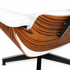 Classic Charles Eames Lounge Chair and Ottoman Replica – White Leather Rosewood