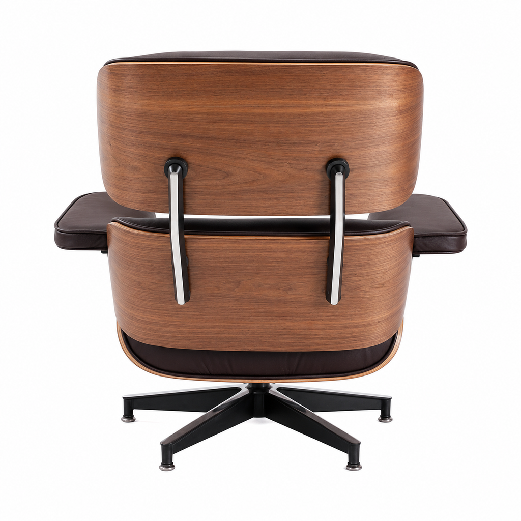 Eames Style Lounge Chair Only – Walnut Wood & Brown Leather | Mid-Century Modern Lounge Chair
