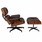 Classic Charles Eames Lounge Chair and Ottoman Replica – Brown Leather & Rose Wood | Mid-Century Modern Lounge Set
