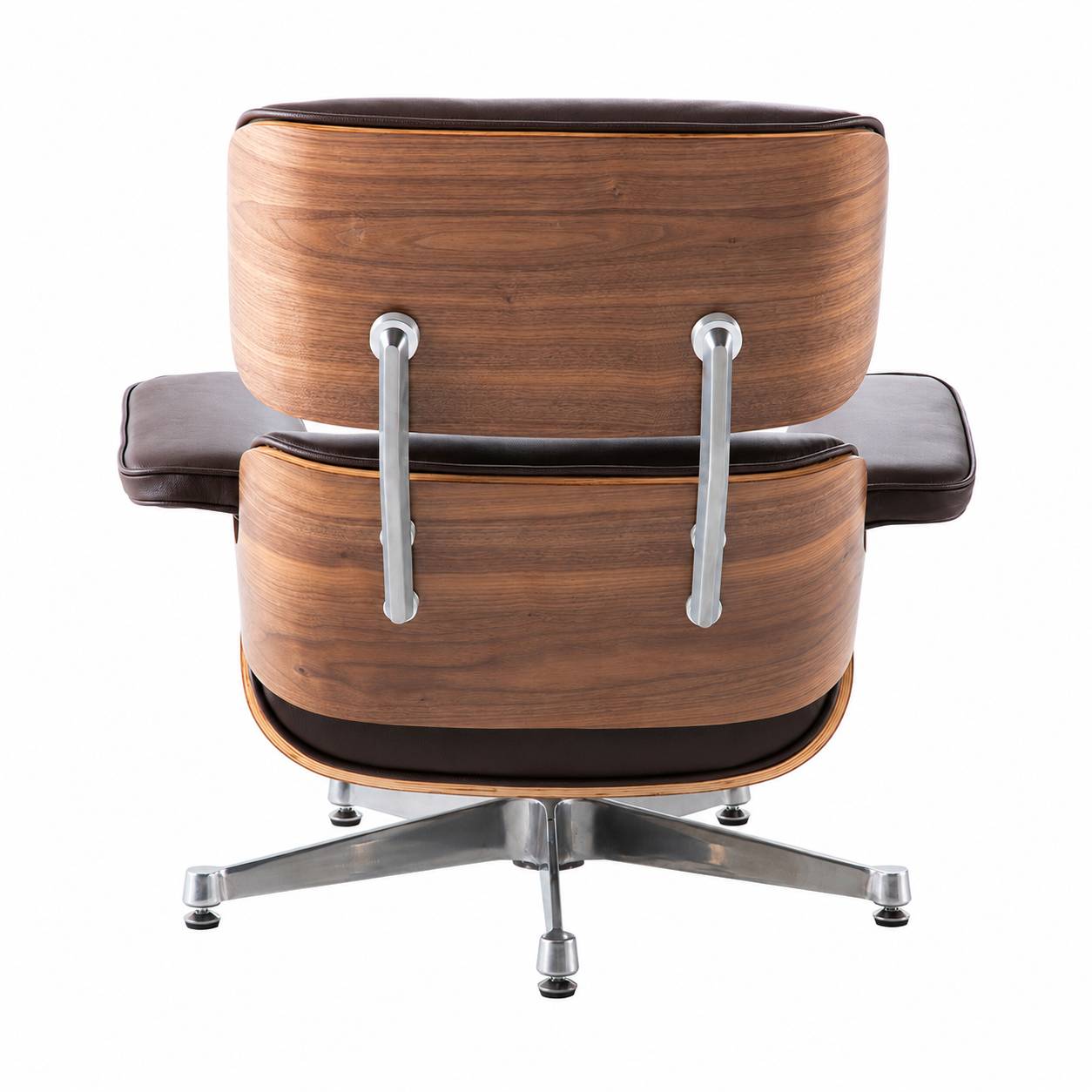 Charles Eames Lounge Chair and Ottoman Replica – Brown Leather & Walnut Wood | Chrome Base Mid-Century Modern Lounge Set
