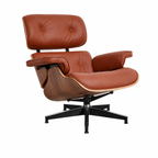 Classic Charles Eames Lounge Chair & Ottoman Replica – Tan Brown Leather & Walnut Wood | Mid-Century Modern Lounge Set
