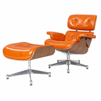 Premium Eames Lounge Chair & Ottoman Replica – Waxy Camel Leather & Walnut Wood