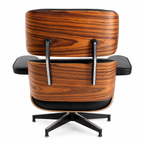 Eames Style Lounge Chair Only – Black Italian Leather | Light Rosewood Veneer | Mid-Century Modern