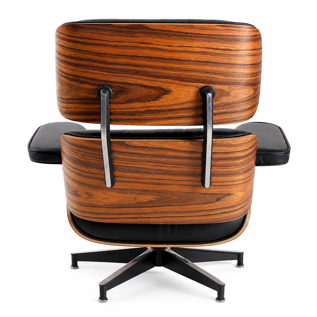 Eames Style Lounge Chair Only – Black Italian Leather | Light Rosewood Veneer | Mid-Century Modern