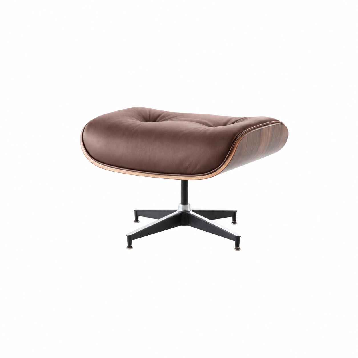 Classic Charles Eames Lounge Chair & Ottoman Replica – Dark Brown Italian Leather | Walnut Veneer | Normal Base