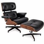 Classic Eames Style Lounge Chair & Ottoman Replica – Black Leather Rosewood