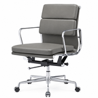 Premium Eames EA217 Office Chair Replica – Dark Grey Leather | Low Back Soft Pad | Adjustable Swivel Desk Chair