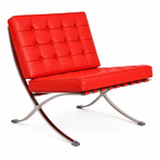Premium Barcelona Chair Red – Mies Van Der Rohe Replica | Red Leather Mid-Century Modern Lounge Chair