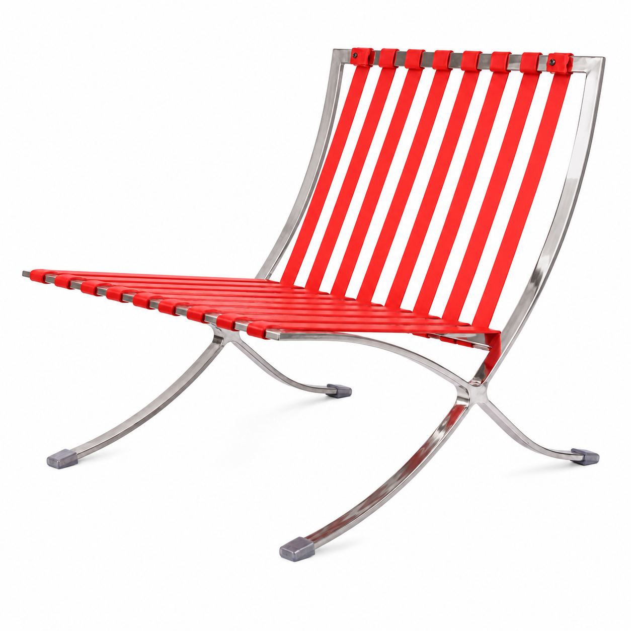 Premium Barcelona Chair Red – Mies Van Der Rohe Replica | Red Leather Mid-Century Modern Lounge Chair