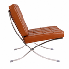 Premium Barcelona Chair Tan Brown – Mies Van Der Rohe Replica | Tan Brown Leather Mid-Century Modern Lounge Chair