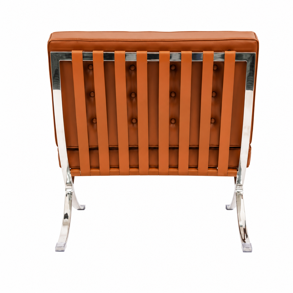 Premium Barcelona Chair Tan Brown – Mies Van Der Rohe Replica | Tan Brown Leather Mid-Century Modern Lounge Chair
